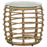 3 Piece Bistro Set Poly Rattan Oak - Front View