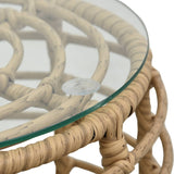 3 Piece Bistro Set Poly Rattan Oak - Side View
