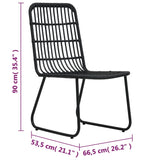 Garden Chairs 2 pcs Poly Rattan Black - Low Angle