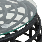 3 Piece Bistro Set Poly Rattan Black - Side View