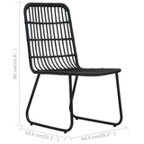 3 Piece Bistro Set Poly Rattan Black - Low Angle