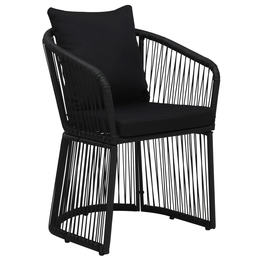 Garden Chairs 2 pcs with Cushions and Pillows PVC Rattan Black