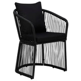 Garden Chairs 2 pcs with Cushions and Pillows PVC Rattan Black