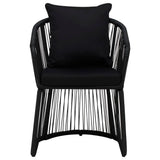 Garden Chairs 2 pcs with Cushions and Pillows PVC Rattan Black - Side View
