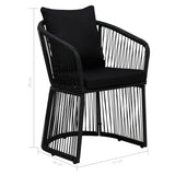 Garden Chairs 2 pcs with Cushions and Pillows PVC Rattan Black