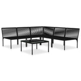 6 Piece Garden Lounge Set with Cushions Black PVC - Side View