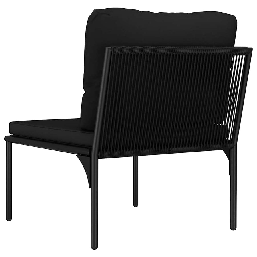 6 Piece Garden Lounge Set with Cushions Black PVC