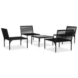 5 Piece Garden Lounge Set with Cushions Black PVC