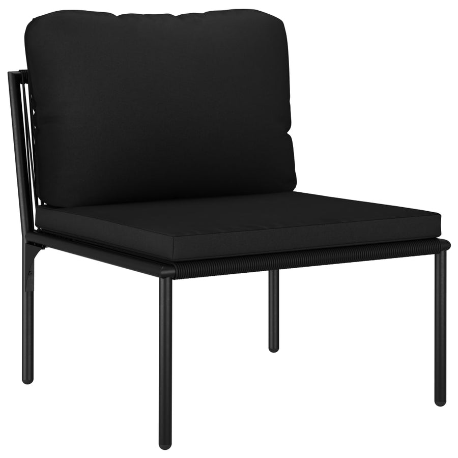 5 Piece Garden Lounge Set with Cushions Black PVC