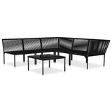 6 Piece Garden Lounge Set with Cushions Black PVC - Side View