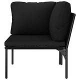 6 Piece Garden Lounge Set with Cushions Black PVC - Close-Up Angle