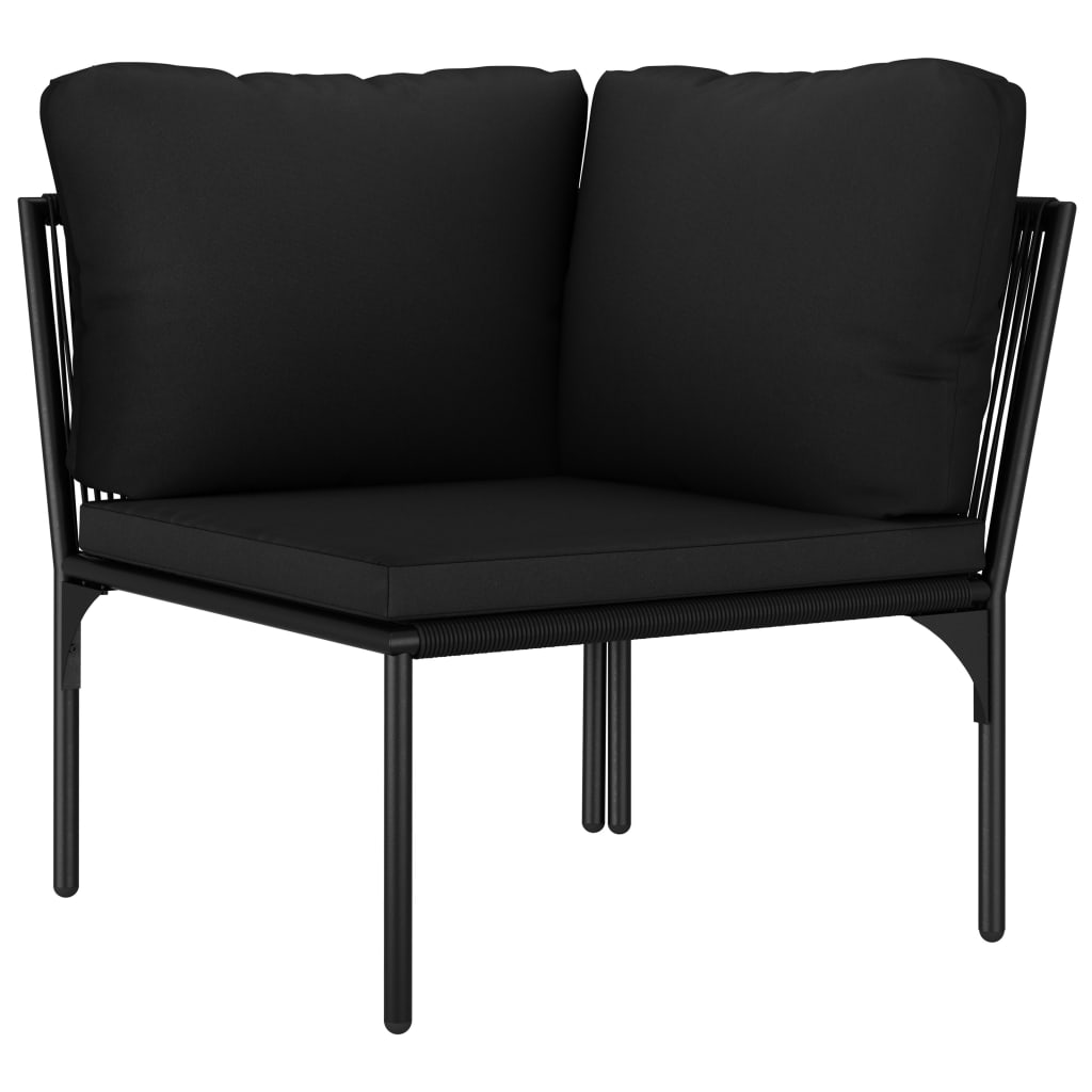 8 Piece Garden Lounge Set with Cushions Black PVC