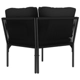 8 Piece Garden Lounge Set with Cushions Black PVC - Extra Image