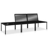 3 Piece Garden Lounge Set with Cushions Black PVC - Side View
