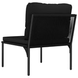 3 Piece Garden Lounge Set with Cushions Black PVC - Rear View