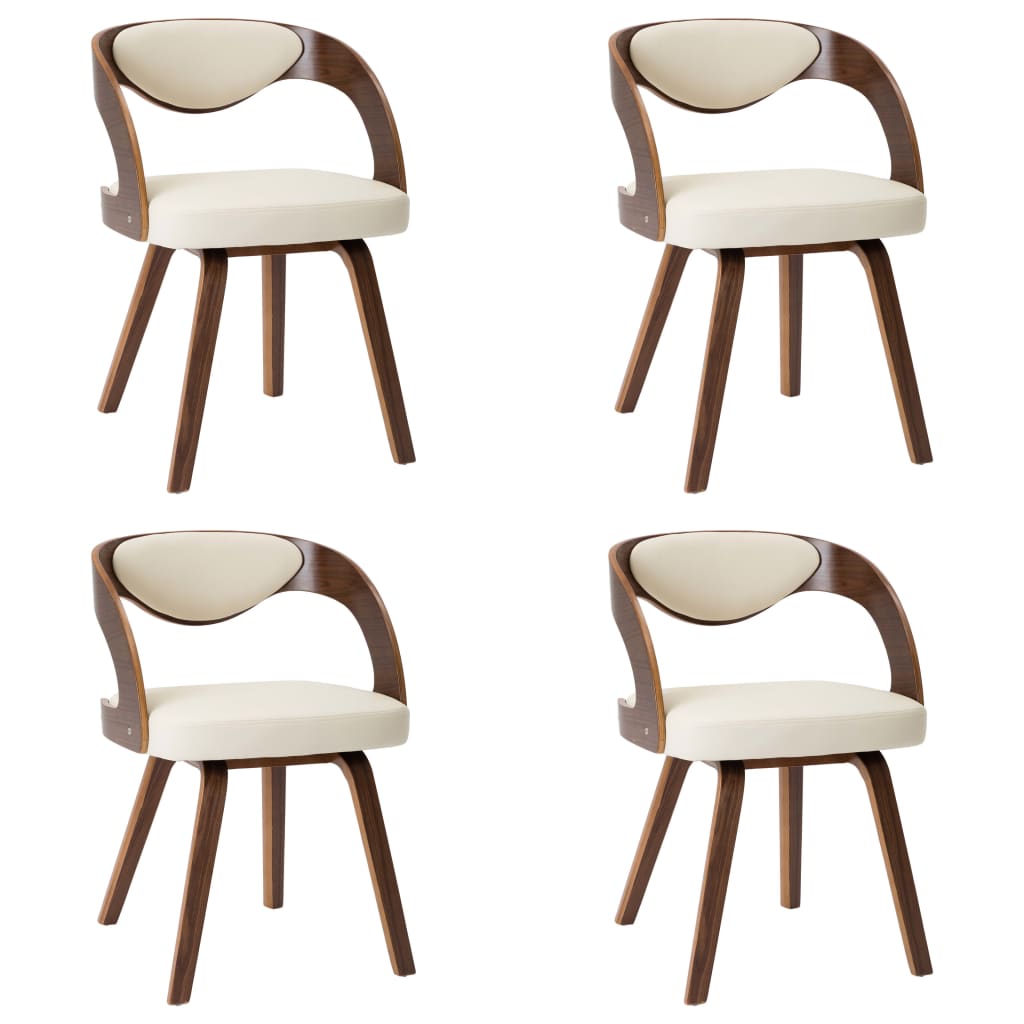 Dining Chairs 4 pcs Cream Bent Wood and Faux Leather