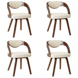 Dining Chairs 4 pcs Cream Bent Wood and Faux Leather - Front View