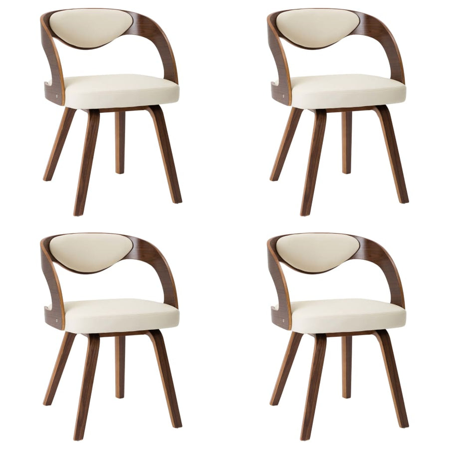 Dining Chairs 4 pcs Cream Bent Wood and Faux Leather