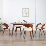 Dining Chairs 4 pcs Cream Bent Wood and Faux Leather