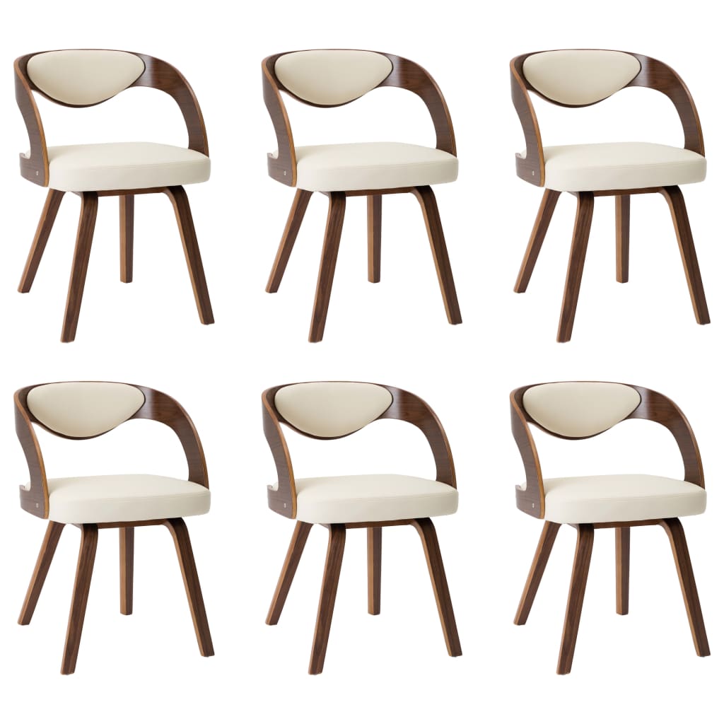 Dining Chairs 6 pcs Cream Bent Wood and Faux Leather