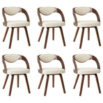 Dining Chairs 6 pcs Cream Bent Wood and Faux Leather
