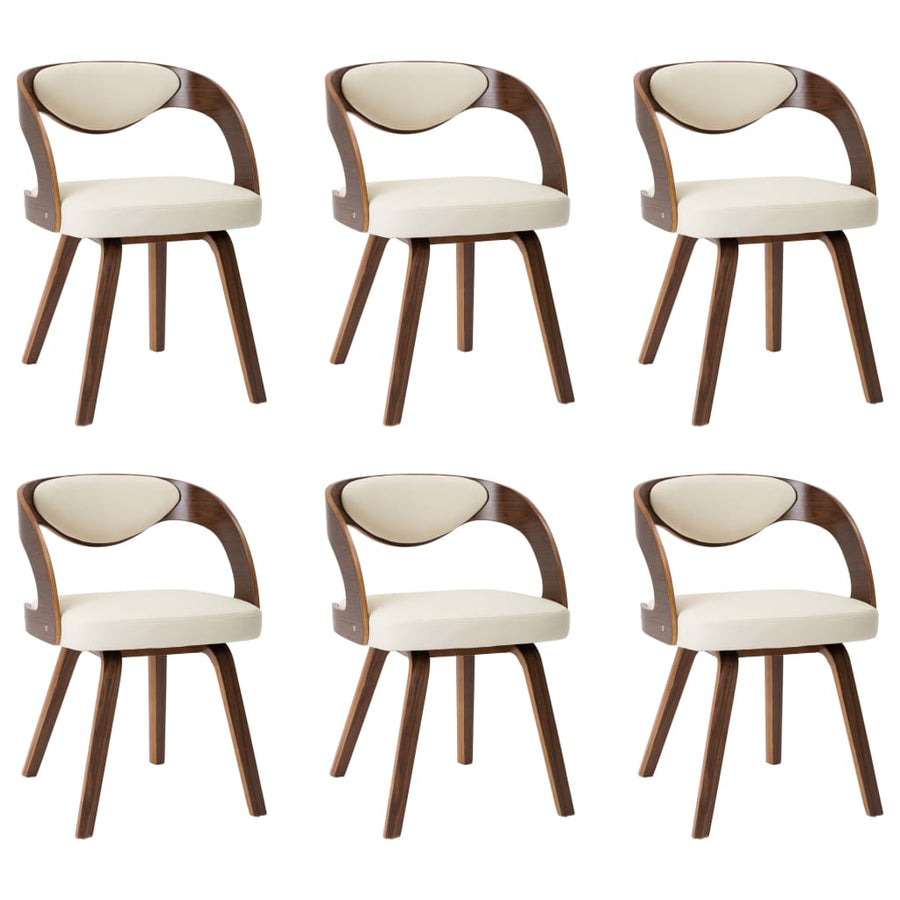 Dining Chairs 6 pcs Cream Bent Wood and Faux Leather