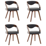 Dining Chairs 4 pcs Dark Grey Bent Wood and Fabric - Front View
