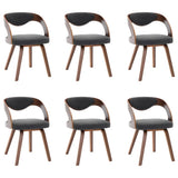 Dining Chairs 6 pcs Dark Grey Bent Wood and Fabric