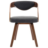 Dining Chairs 6 pcs Dark Grey Bent Wood and Fabric - Side View