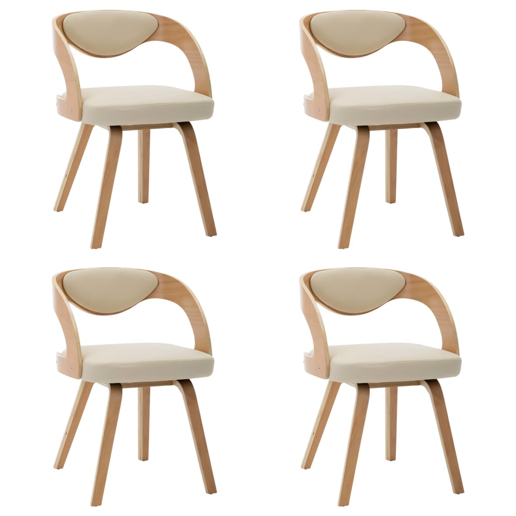 Dining Chairs 4 pcs Cream Bent Wood and Faux Leather