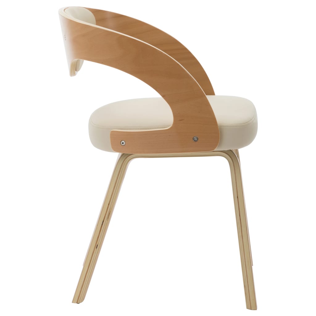 Dining Chairs 4 pcs Cream Bent Wood and Faux Leather