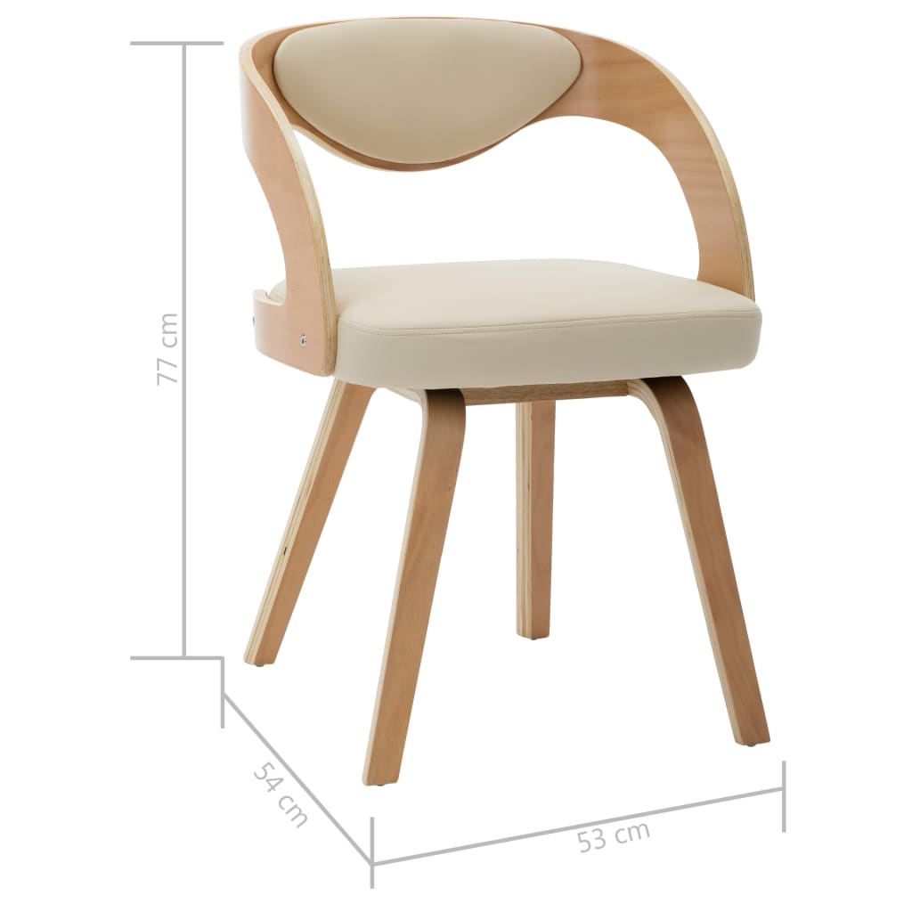 Dining Chairs 4 pcs Cream Bent Wood and Faux Leather
