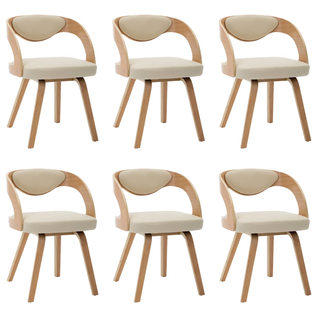 Dining Chairs 6 pcs Cream Bent Wood and Faux Leather