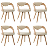 Dining Chairs 6 pcs Cream Bent Wood and Faux Leather