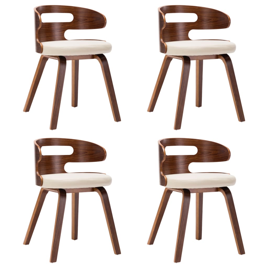 Dining Chairs 4 pcs Cream Bent Wood and Faux Leather
