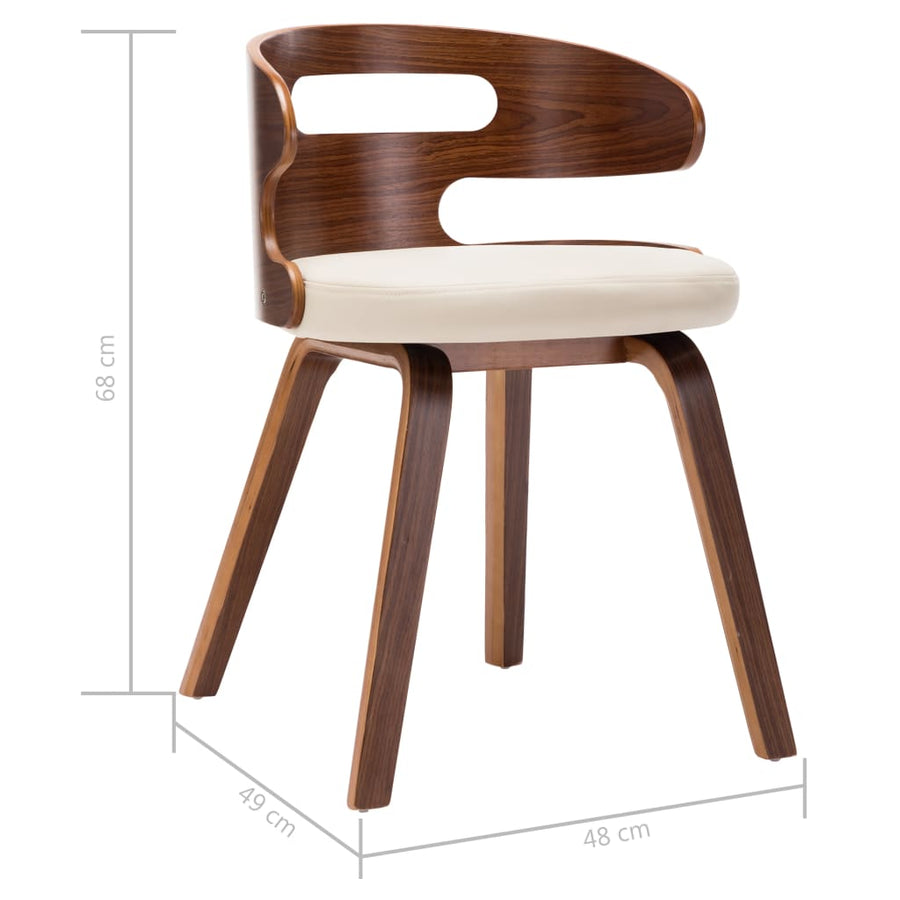Dining Chairs 4 pcs Cream Bent Wood and Faux Leather