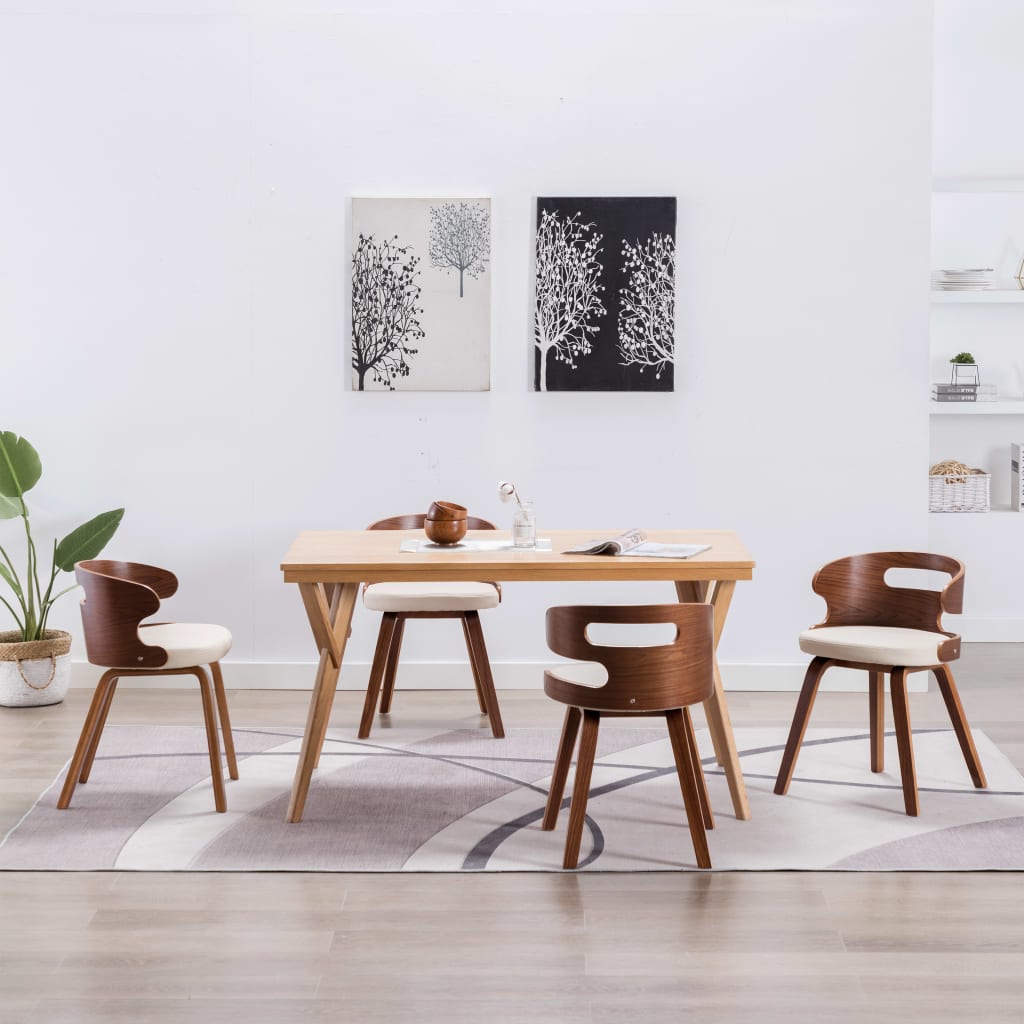 Dining Chairs 4 pcs Cream Bent Wood and Faux Leather