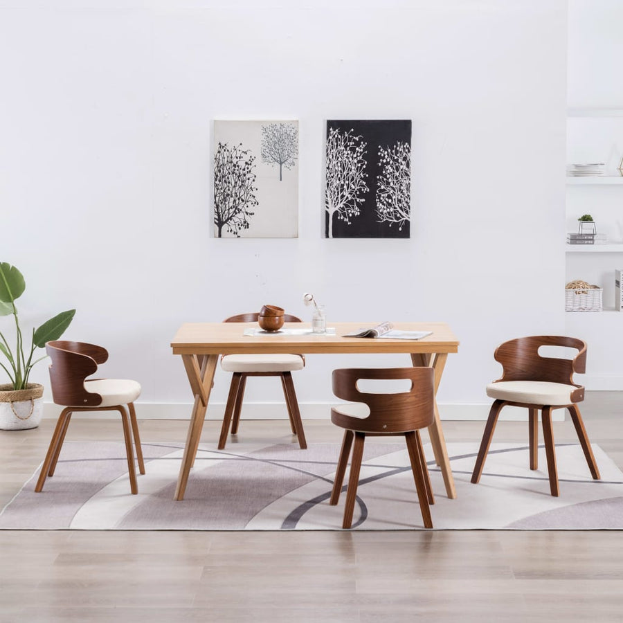 Dining Chairs 4 pcs Cream Bent Wood and Faux Leather