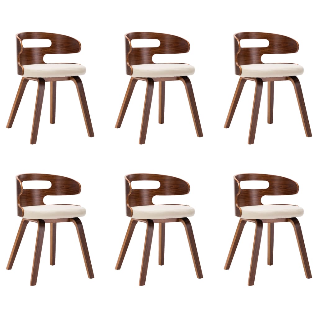 Dining Chairs 6 pcs Cream Bent Wood and Faux Leather