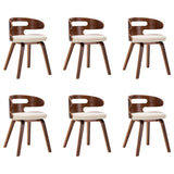 Dining Chairs 6 pcs Cream Bent Wood and Faux Leather - Front View