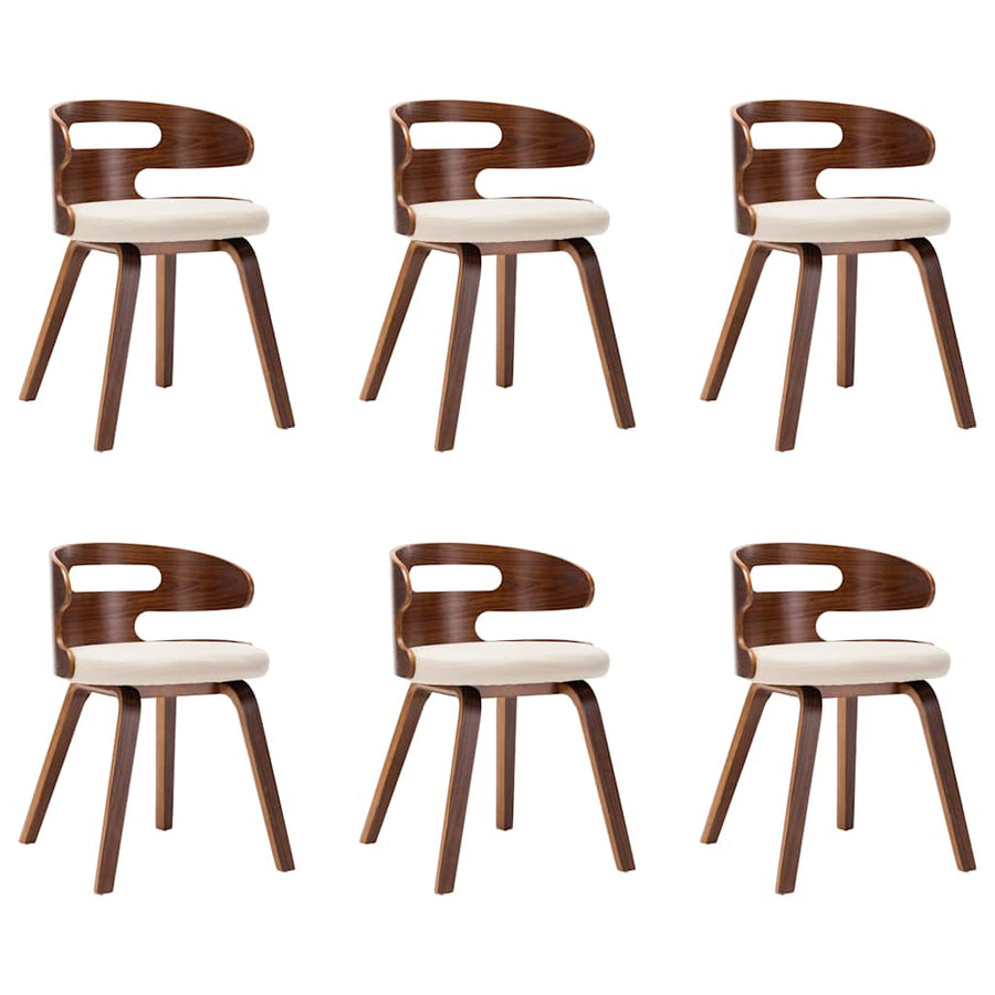 Dining Chairs 6 pcs Cream Bent Wood and Faux Leather