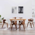 Dining Chairs 6 pcs Cream Bent Wood and Faux Leather