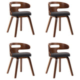 Dining Chairs 4 pcs Dark Grey Bent Wood and Fabric - Front View