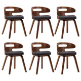 Dining Chairs 6 pcs Dark Grey Bent Wood and Fabric - Front View