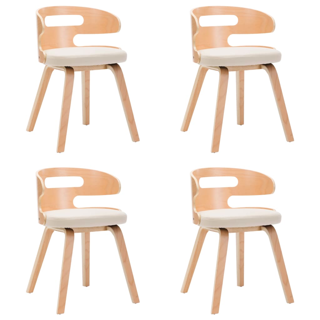 Dining Chairs 4 pcs Cream Bent Wood and Faux Leather