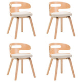 Dining Chairs 4 pcs Cream Bent Wood and Faux Leather - Front View