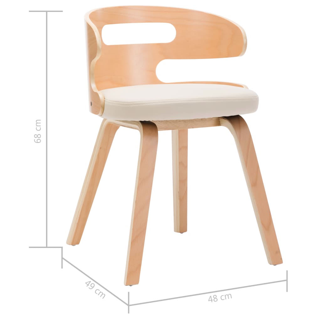 Dining Chairs 4 pcs Cream Bent Wood and Faux Leather