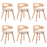 Dining Chairs 6 pcs Cream Bent Wood and Faux Leather