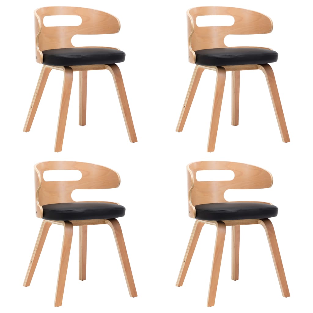 Dining Chairs 4 pcs Black Bent Wood and Faux Leather