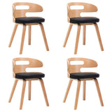 Dining Chairs 4 pcs Black Bent Wood and Faux Leather - Front View